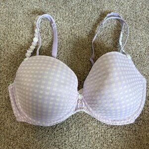 Marie Jo Bra Lightly Lined Underwire Gingham Purple Floral UK 38 E
